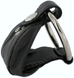 Cock Ring With Leather Ball Pouch