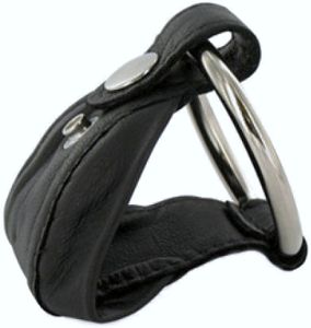 Cock Ring With Leather Ball Pouch