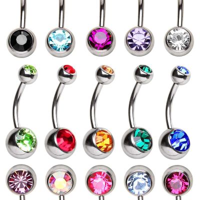 Double Gem Set Curved Barbell