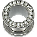 Clearance Titanium Signity Jeweled Flesh Tunnel